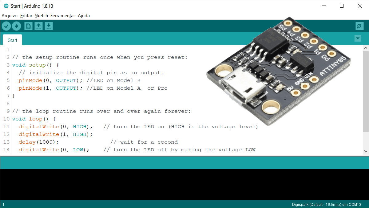 Digispark Attiny85 com IDE Arduino