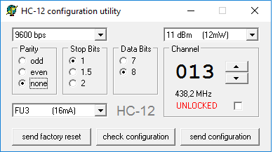 HC-12 Configuration Utility