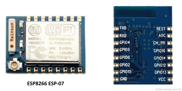 ESP8266 ESP-07 Frente e Verso