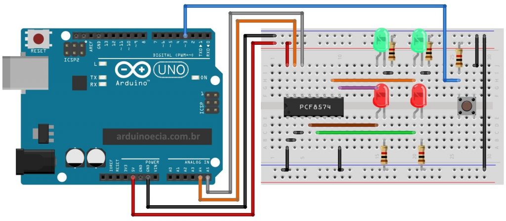 Circuito Arduino Uno e PCF8574