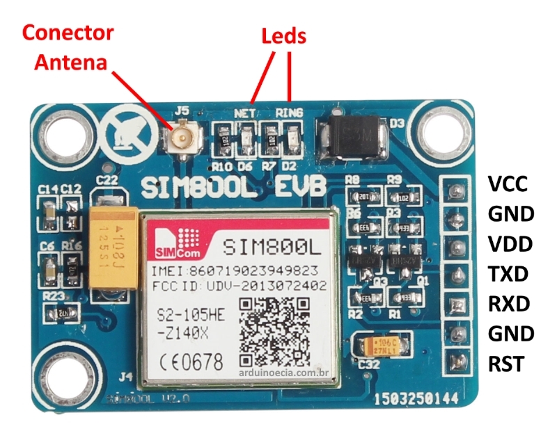 SIM800L Detalhes pinos