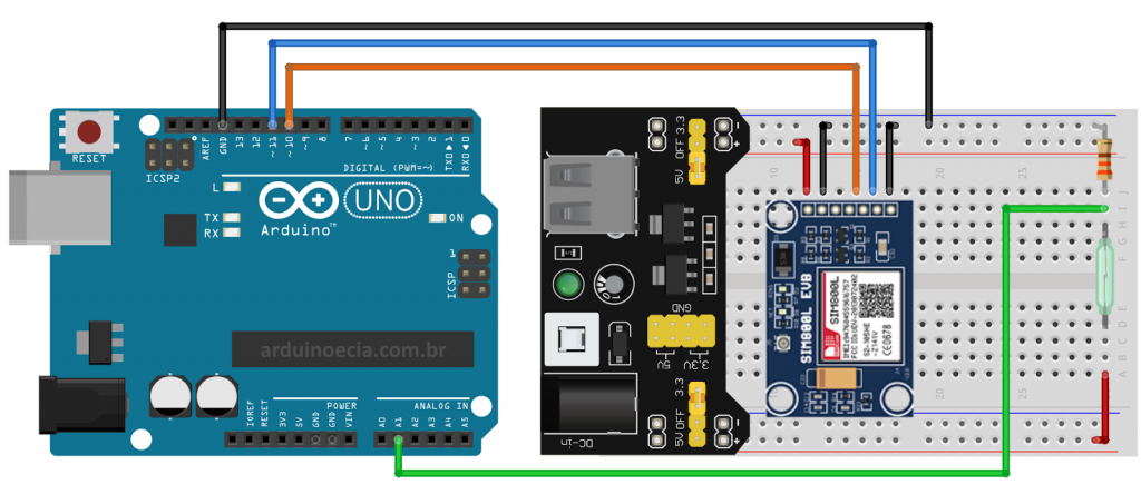 Circuito Arduino Uno e SIM800L