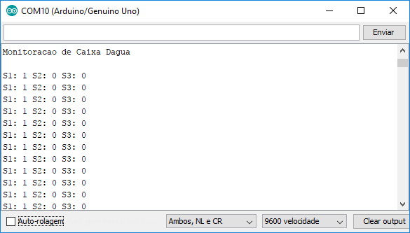 Saída sensores Serial Monitor