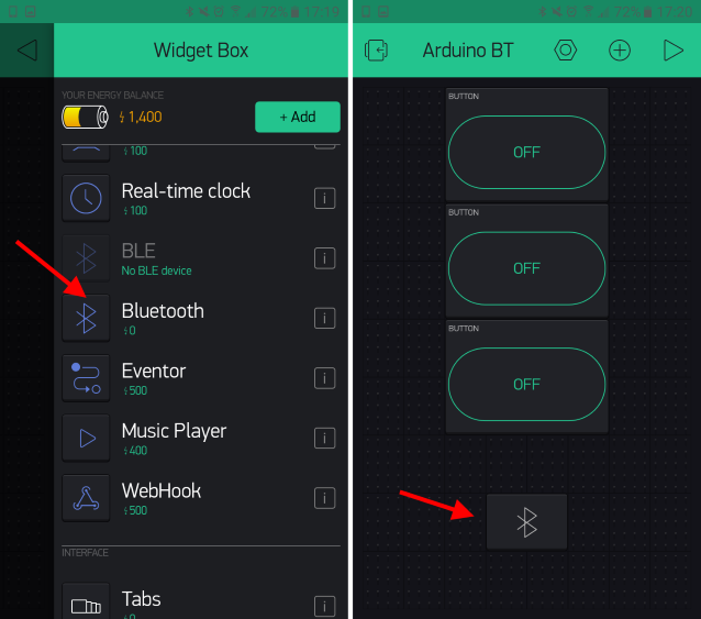 Blynk - Widget Bluetooth