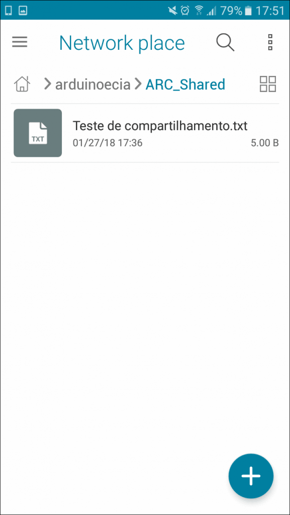 Tela Asus File Manager Android acessando o Openmediavault