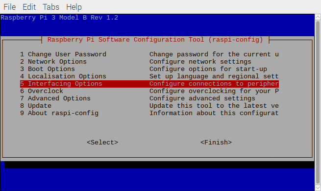 Raspi-config Interfacing Options