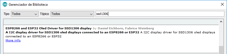 Biblioteca SSD1306 IDE Arduino ESP8266