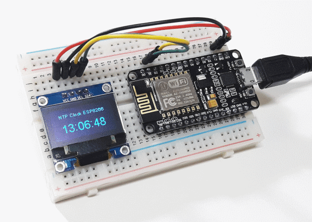 Relógio com NodeMCU ESP8266 e display oled usando NTP