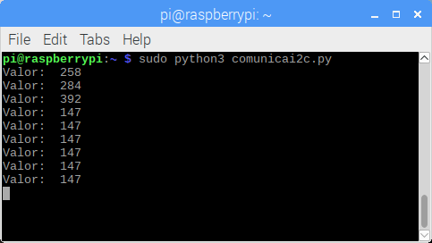 Dados enviados pelo Arduino para o Raspberry Pi
