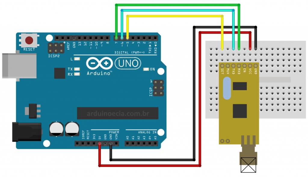 Circuito Arduino e módulo APC220