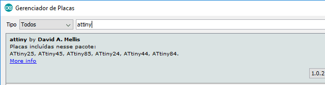 IDE Arduino - Instalação ATtiny boards