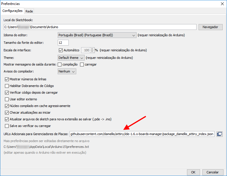 IDE Arduino - Preferências