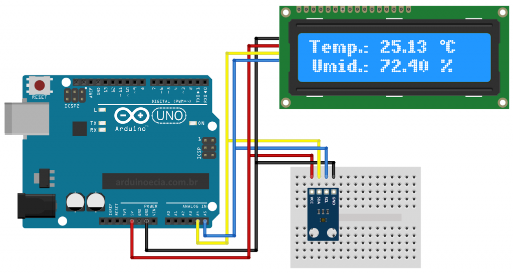 Circuito com sensor e display I2C