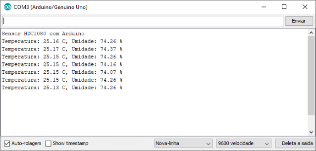 Saída no Serial Monitor