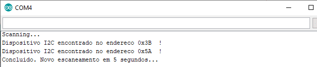 Tela I2CScanner Serial Monitor