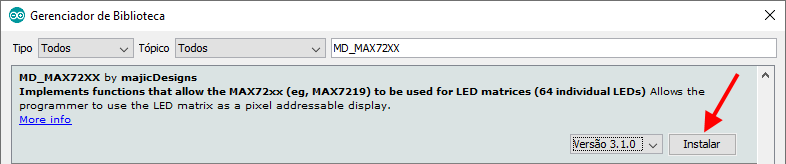 Instalação biblioteca MD_MAX72XX IDE Arduino