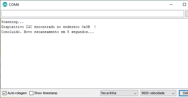 I2C Scanner Serial monitor