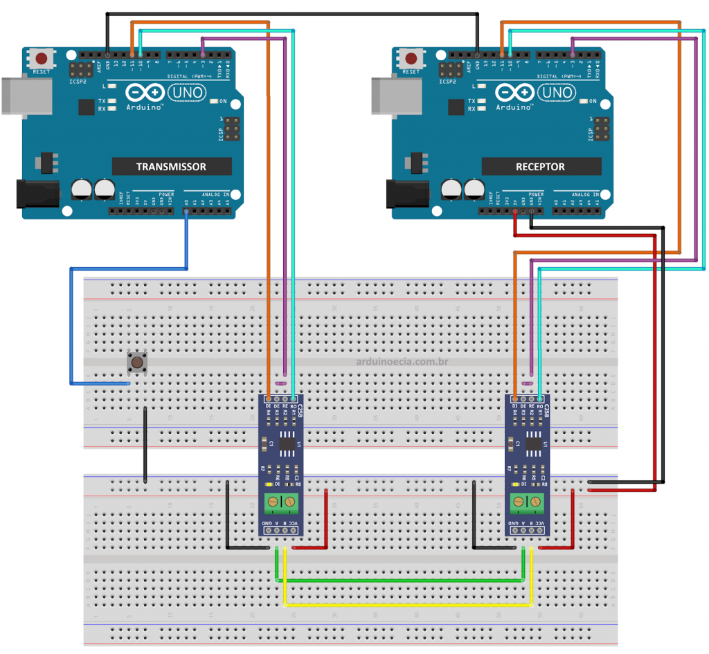 Circuito Módulos RS485 e Arduino