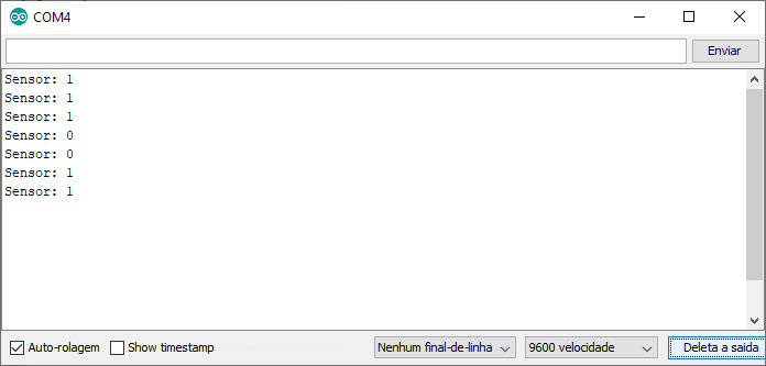 Dados do sensor de líquido no Serial Monitor IDE Arduino