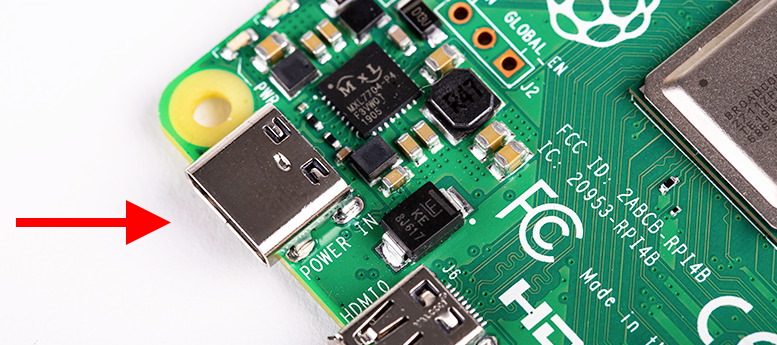 Conector alimentação Raspberry Pi 4 USB Type-C