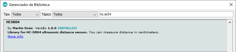 Instalação da biblioteca HC-SR04