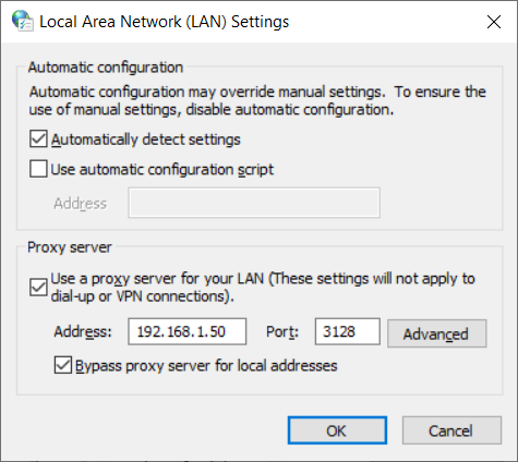 Windows Internet Options Lan Settings Proxy Server