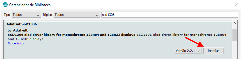 Instalação biblioteca Adafruit SSD1306 IDE Arduino
