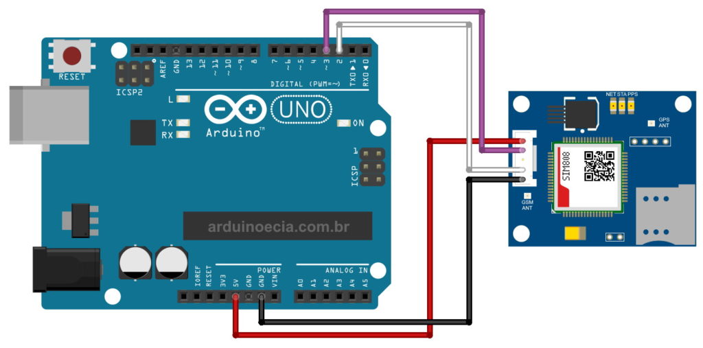 Circuito Arduino Uno Modulo GSM GPRS GPS SIM808