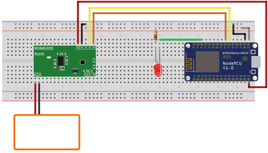 Circuito ESP8266 e RFID RDM6300