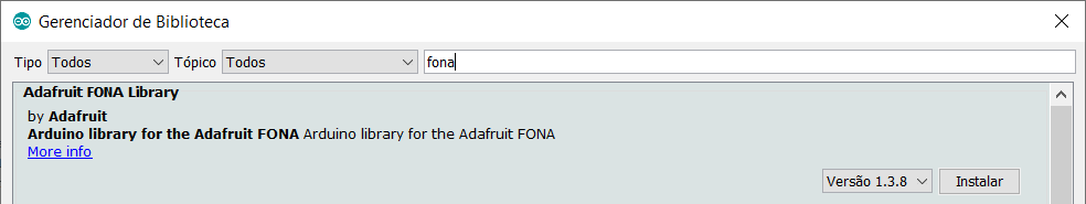Instalação biblioteca Adafruit Fona
