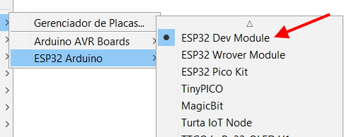 Seleção ESP32 Dev Module