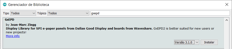 Instalação biblioteca GxEPD