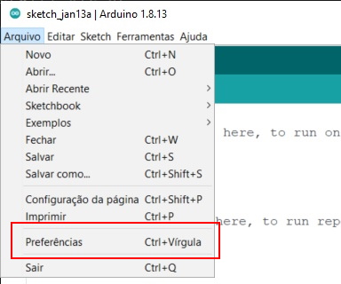 IDE Arduino - Tela Principal