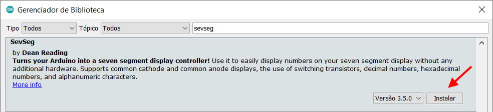 Instalação biblioteca SevSeg IDE Arduino