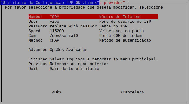 PPPCONFIG Tela de configuração GSM SIM808 com Raspberry Pi