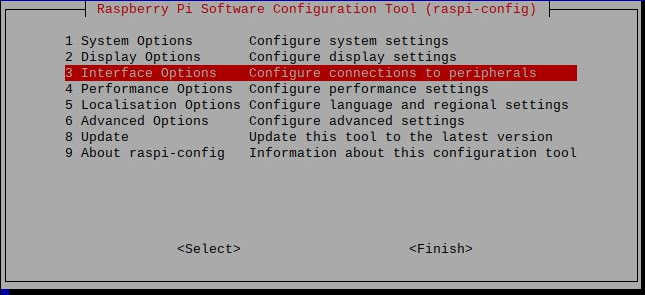 Raspi-config Interface Options - Opções de interface
