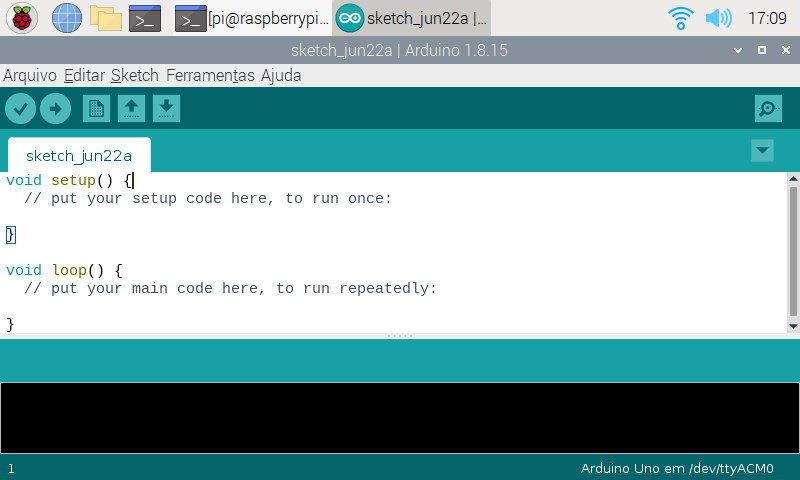 IDE Arduino no Linux carregada