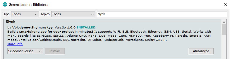 Instalação biblioteca Blynk IDE Arduino