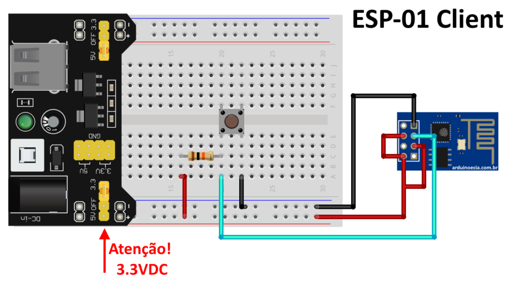 Circuito ESP8266 ESP-01 Client comunicação módulos ESP