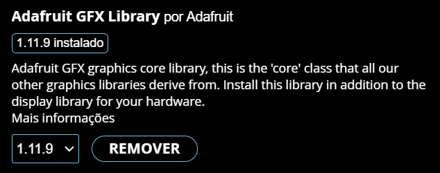 Instalação biblioteca Adafruit GFX
