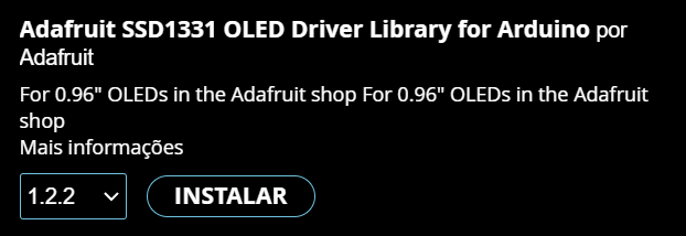 Instalação biblioteca SSD1331 IDE Arduino